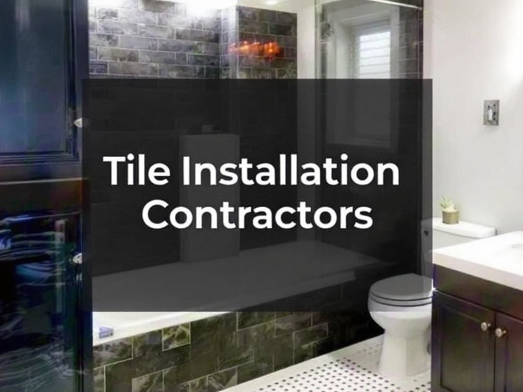 Professional tile installation contractors at work in a modern designed property near Milton, MA.