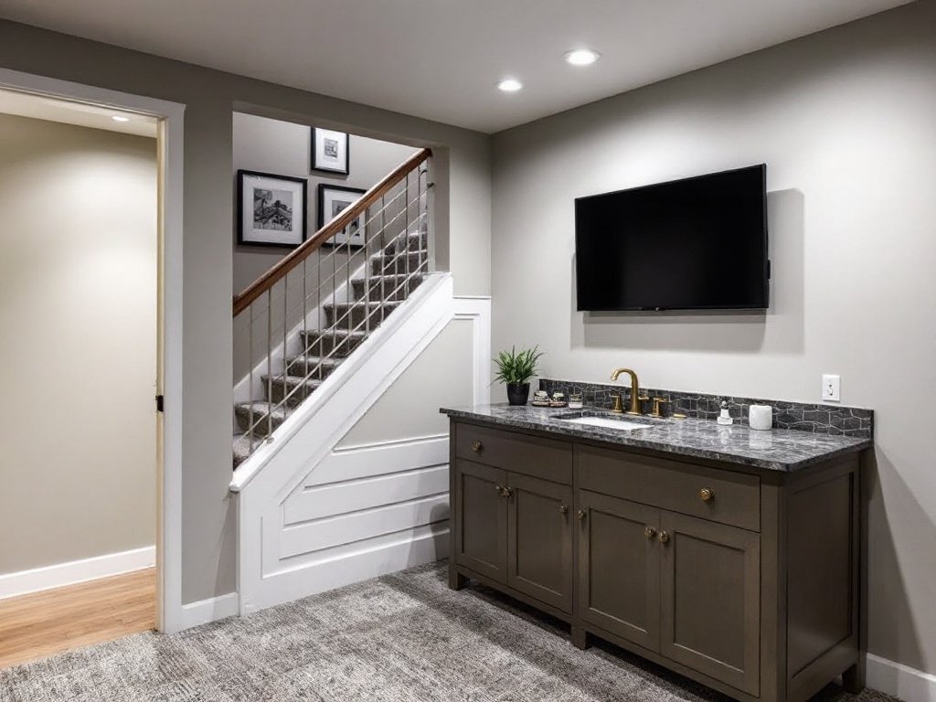 Experience Exceptional Basement Remodelling Near Milton, MA. Alt Text: Photo representing some of the best basement remodelers near Milton, MA shaping a stunning underground oasis.