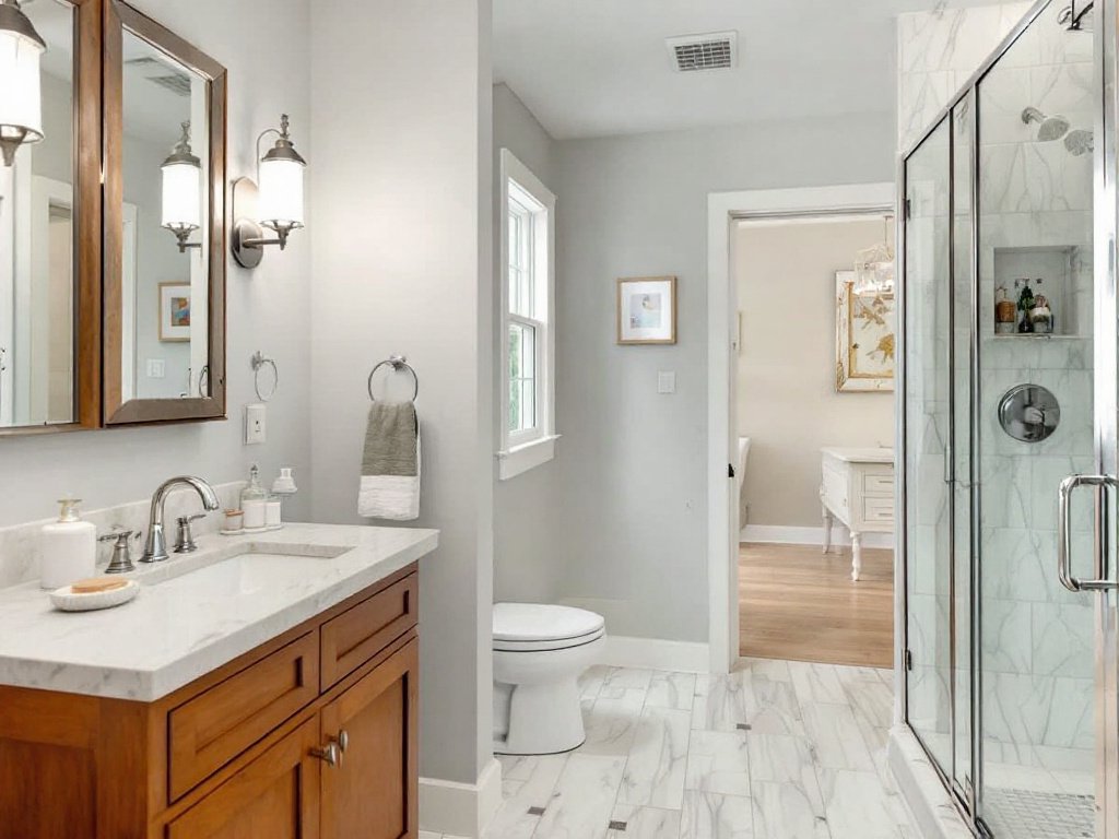 Modern, contemporary bathroom remodel by general contractors near Natick MA flaunting quality design and finishes.