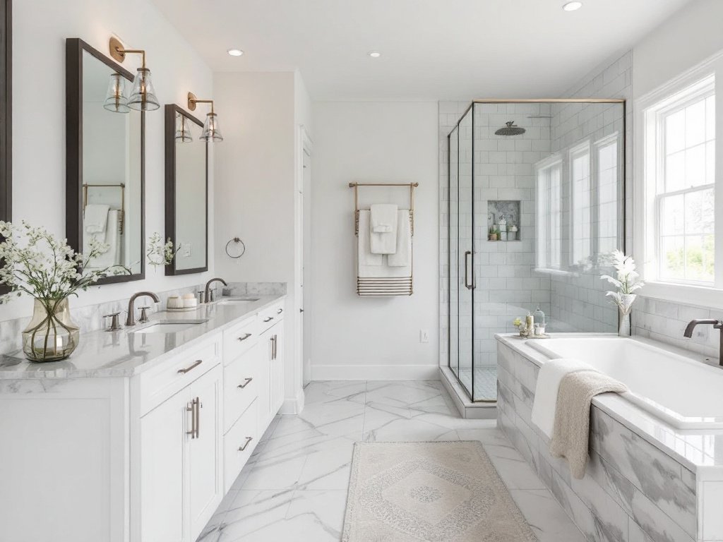 Experienced bathroom contractors remodeling a bathroom into a modern, contemporary design near Milton, MA.