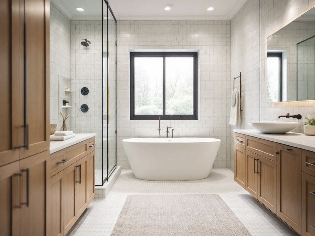 Alt Text: Close-up shot of modern and newly remodeled bathroom designed by excellent tile installation contractors in Concord, MA.