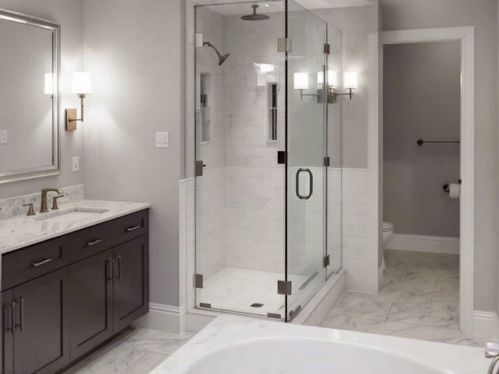 Renovated basement transformed into a luxurious living area in Dover, MA.