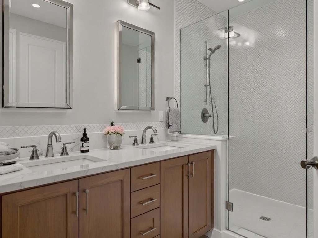 Image depicting modern bathroom designs by the best contractors near Melrose, MA.