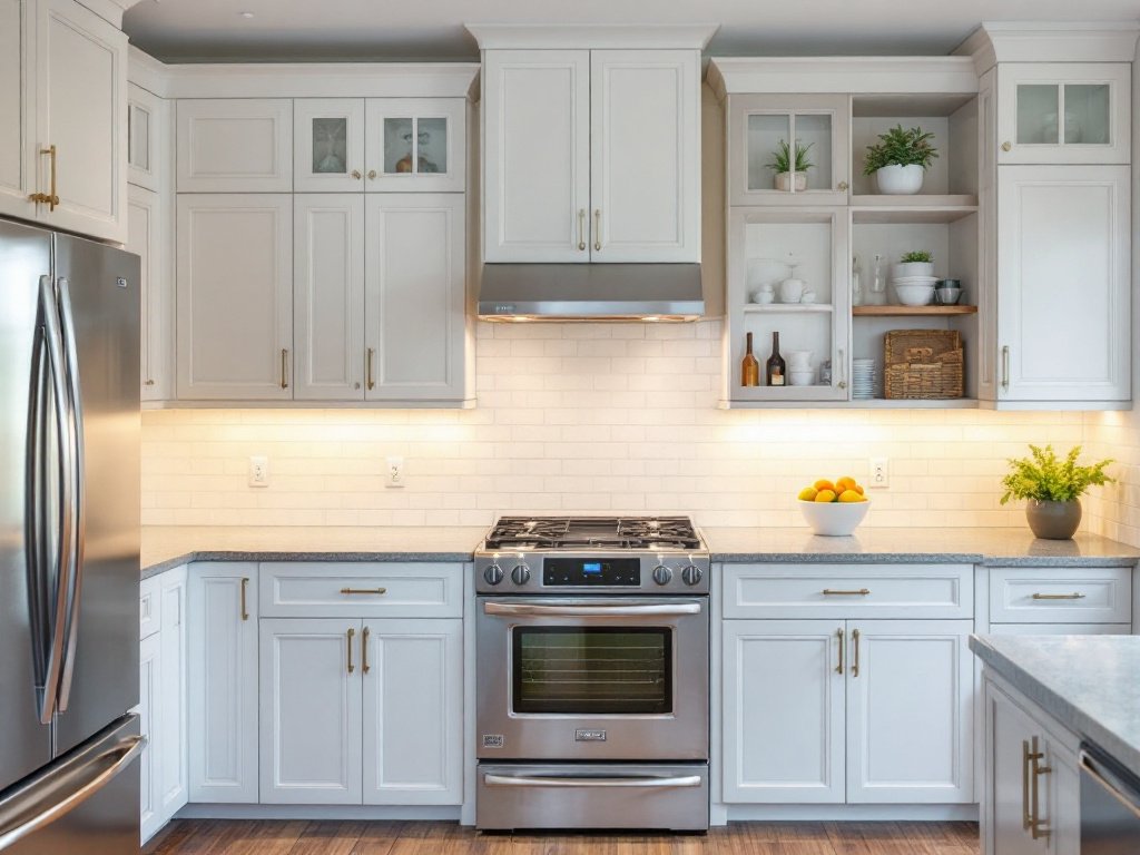 Alt Text: A sleek, modern kitchen renovation by Winchester MA contractors featuring contemporary design elements.