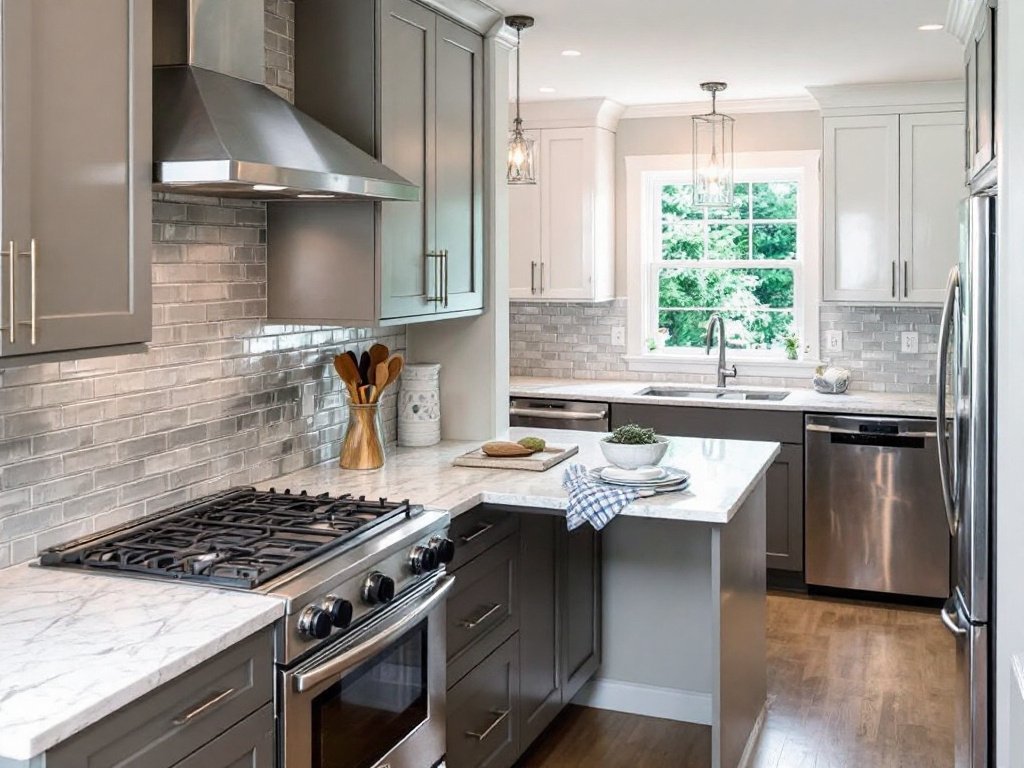 Alt text: Professional kitchen renovation contractors working on a remodel in Winchester, MA.