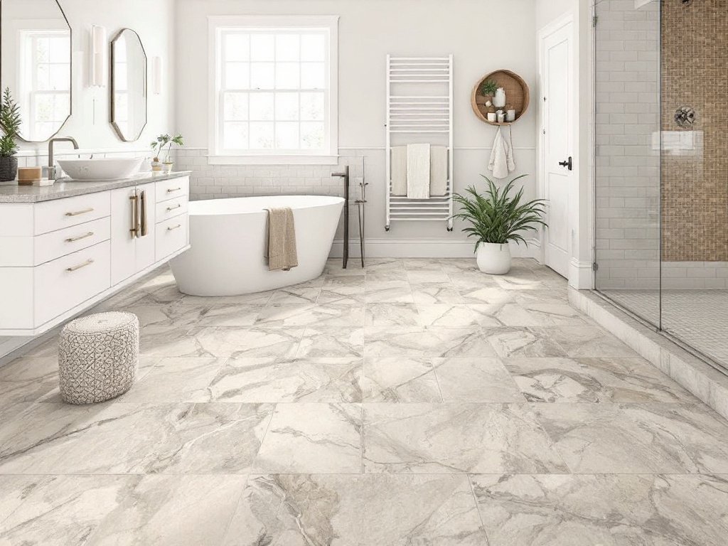 Expert floor tile installers creating a modern and contemporary design for a new house in Wayland, MA.