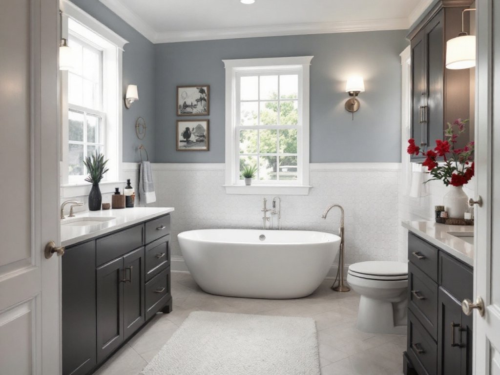 Picture showcasing a modern and contemporary painted interior in a home located near Wayland, MA.