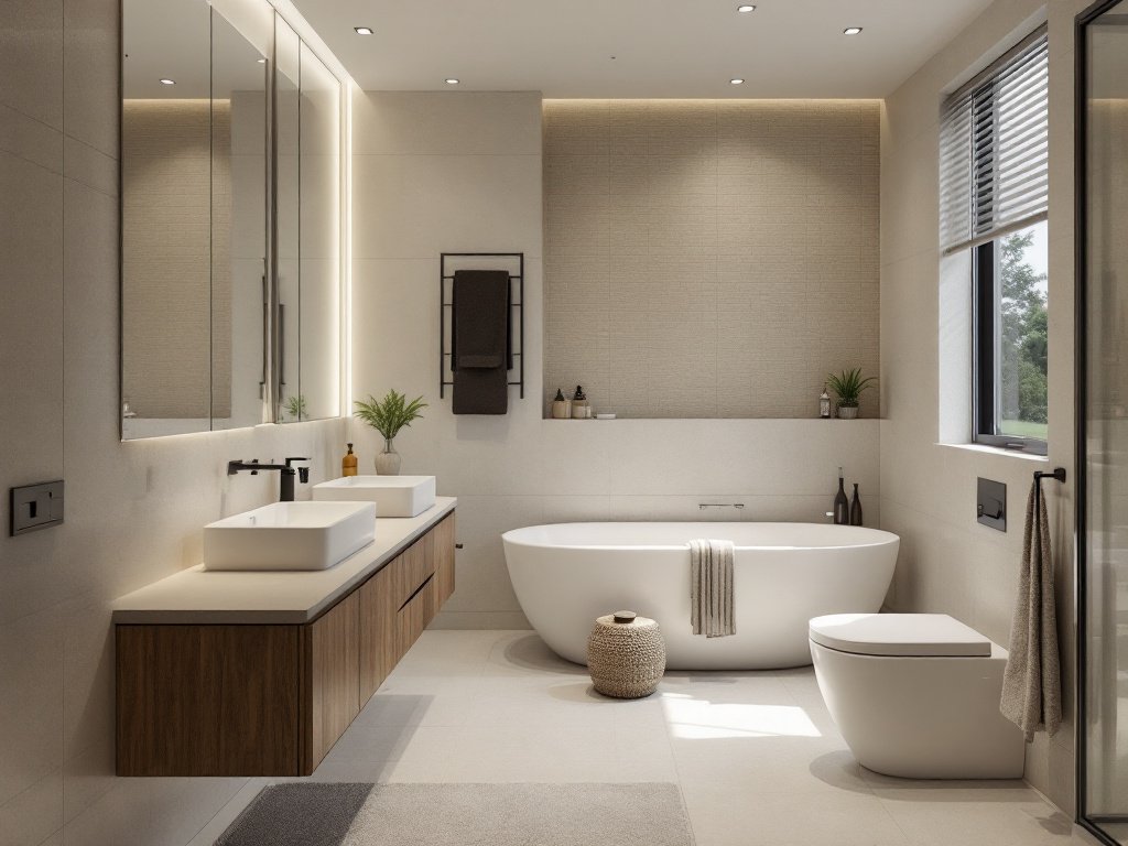 A luxurious and elevated modern bathroom design embodying the contemporary lifestyle.
