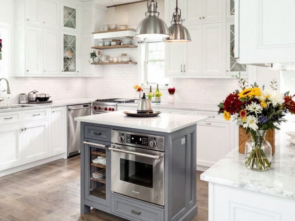 A kitchen remodeling job in process with professionals working on it near Wellesley, MA.