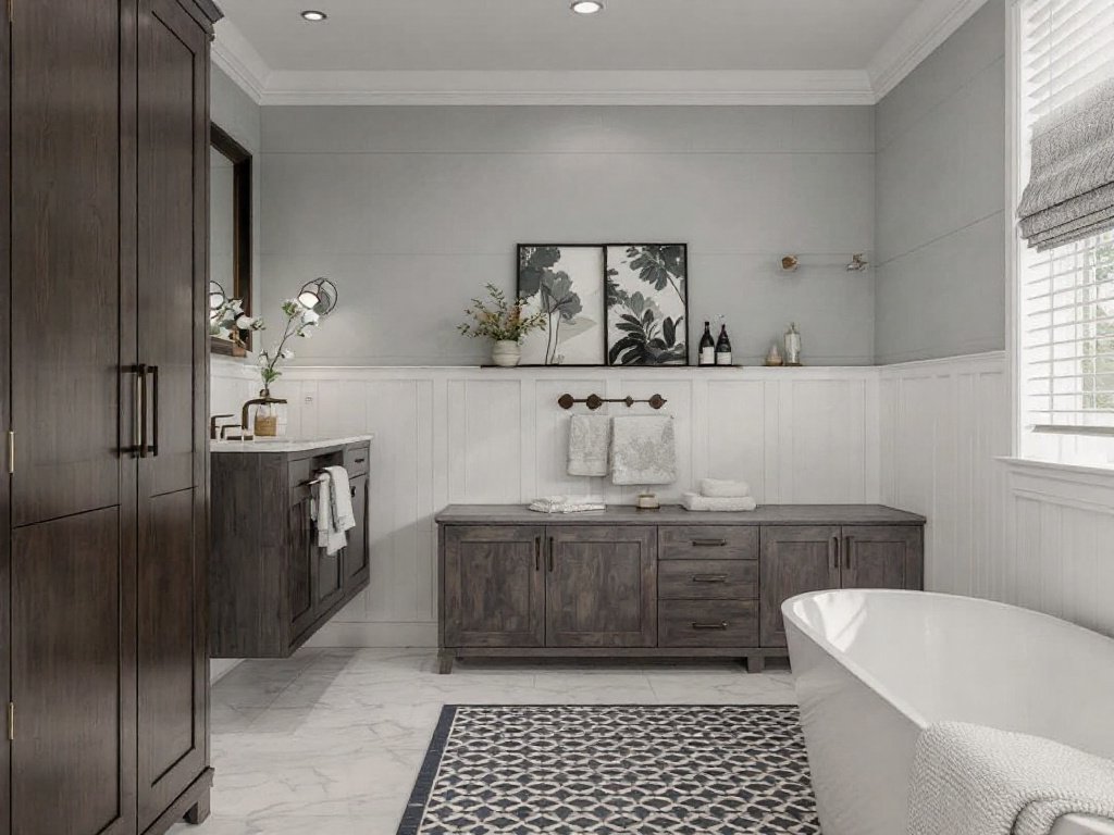 Modernized and sleek bathroom showing off the results of a successful renovation.
