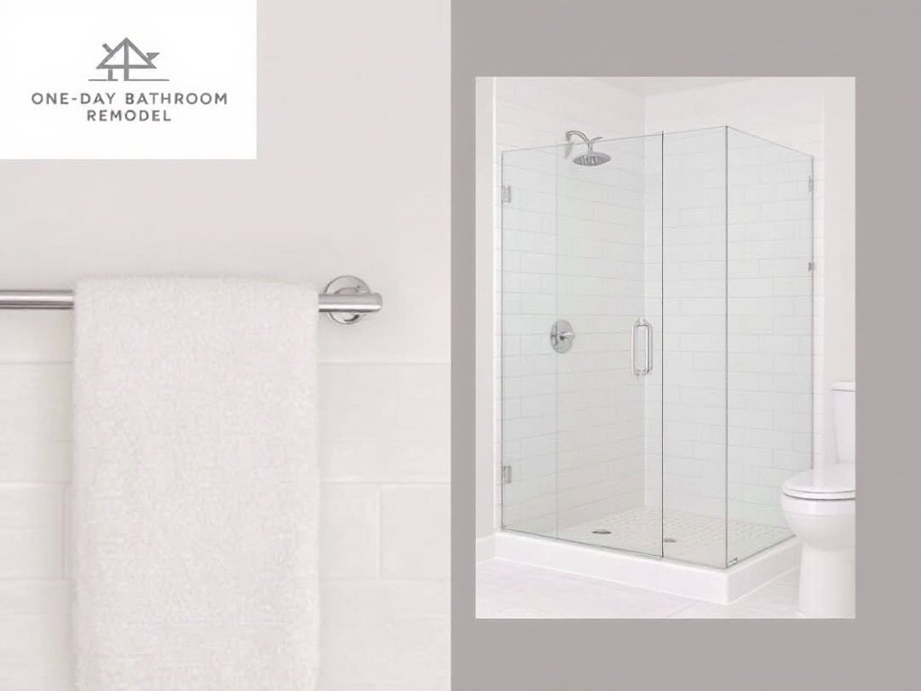 Moderately designed contemporary bathroom finished in one day by One Day Bathroom Remodel.