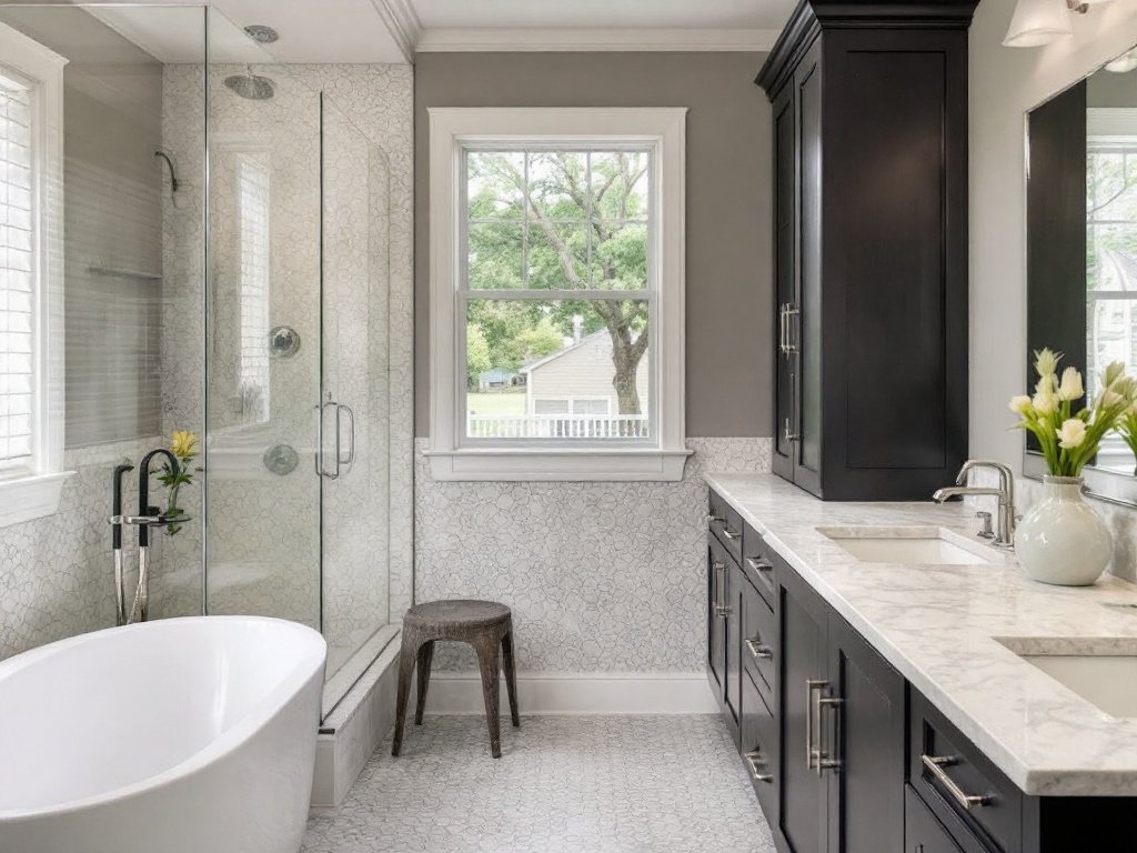 Modern and contemporary bathroom remodeling project in Weymouth.