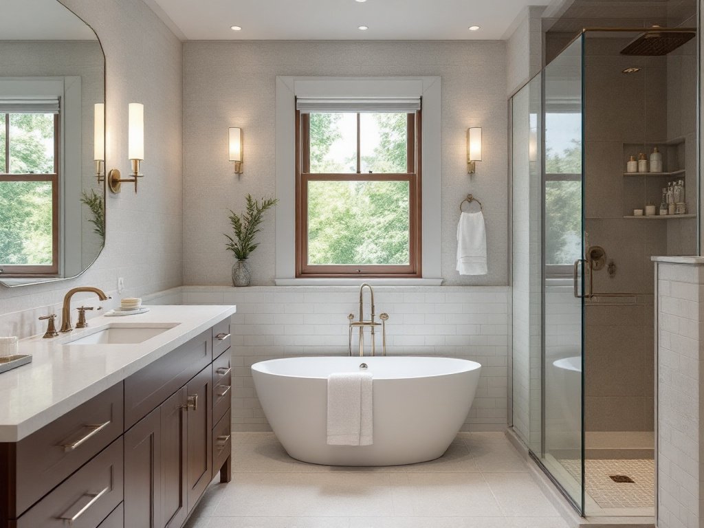 Contemporary and high-quality bathroom renovation service in Woburn, MA featuring modern designs.