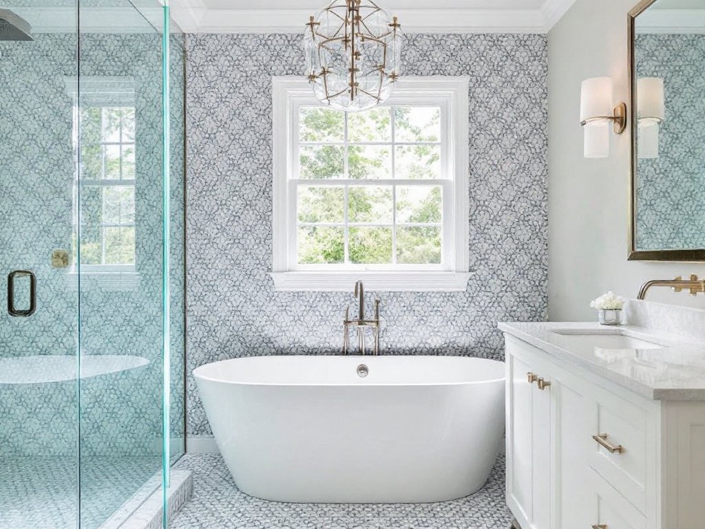 Custom-designed luxury bathroom showcasing exceptional craftsmanship in a Boston home.