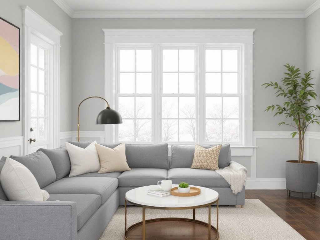 An image showcasing a modern, contemporary interior design in Bedford, MA newly refreshed with high-quality paintwork.