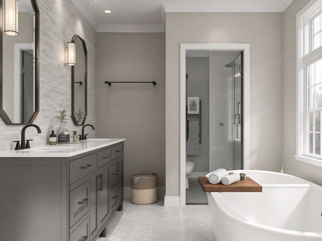 Modern tile installation in Norwood, MA for contemporary bathroom redesign.