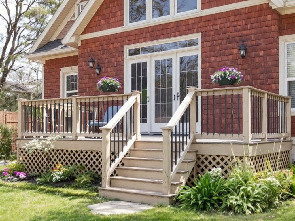 Skilled workers intricately building a deck porch and remodeling a bathroom.