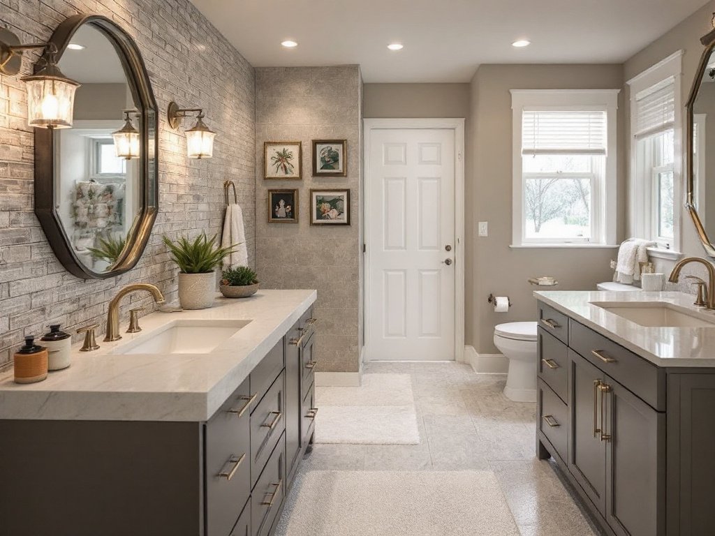 A newly renovated, contemporary basement design executed by expert contractors near Bedford, MA.