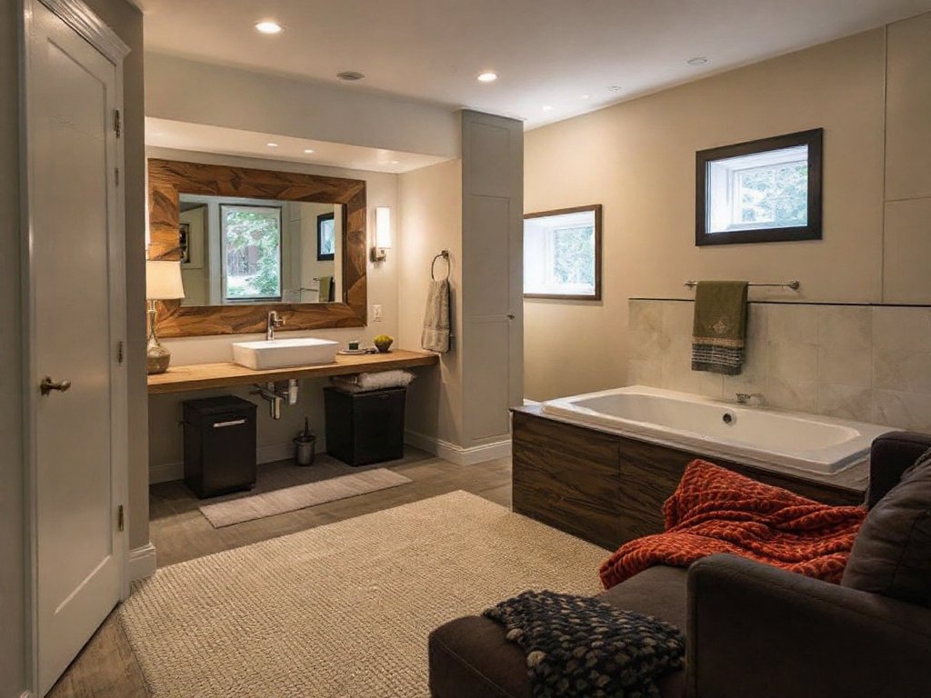 Skilled workers transforming a basement into a beautiful living space in Dover, MA.