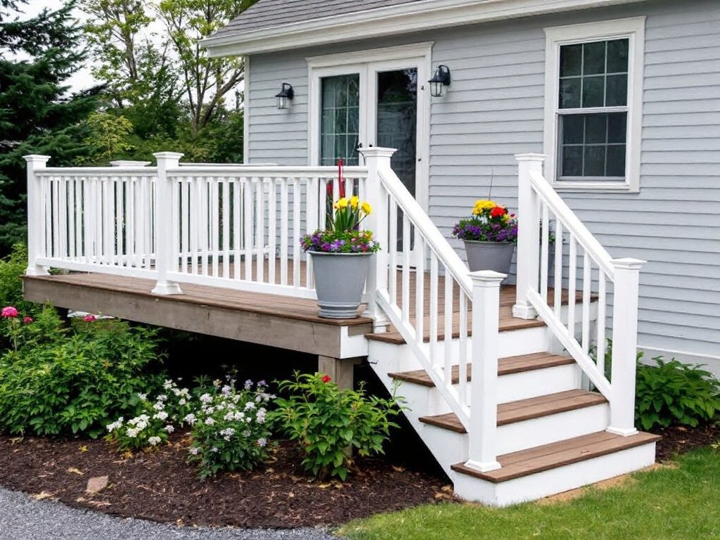Alt Text: Expert deck builders working on a premier deck installation in Dover, MA.