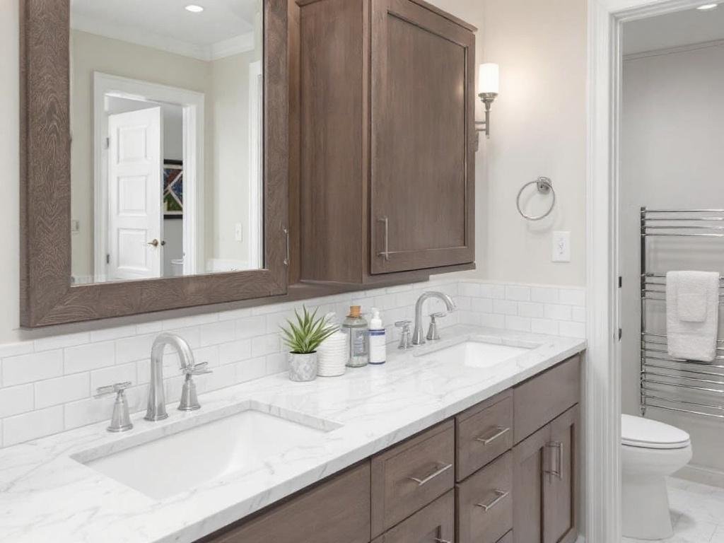 A luxurious, renovated bathroom designed by expert contractors in Brookline, MA.