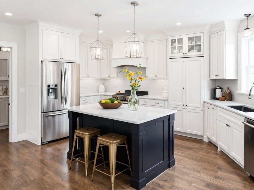 Image showcasing a modern, sleek and contemporary Kitchen Remodel recently done by renowned contractors near Westwood, MA.