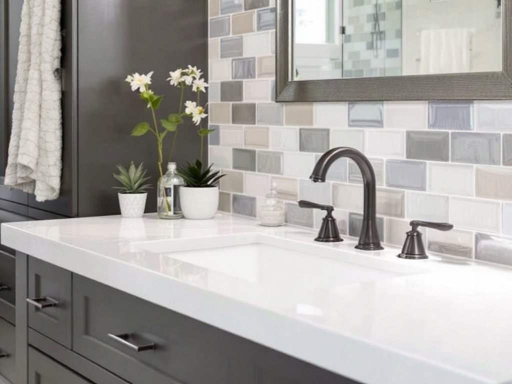 An image featuring a modern and contemporary bathroom design installed by professional tile installers near Dedham, MA.