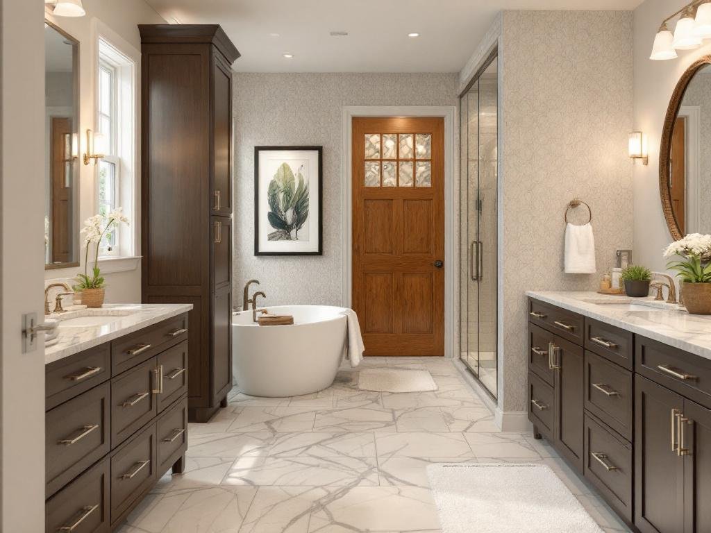 Best Bathroom Remodeling General Contractors in Burlington, MA. Contractors discussing remodeling plans in a bathroom in Burlington, MA.