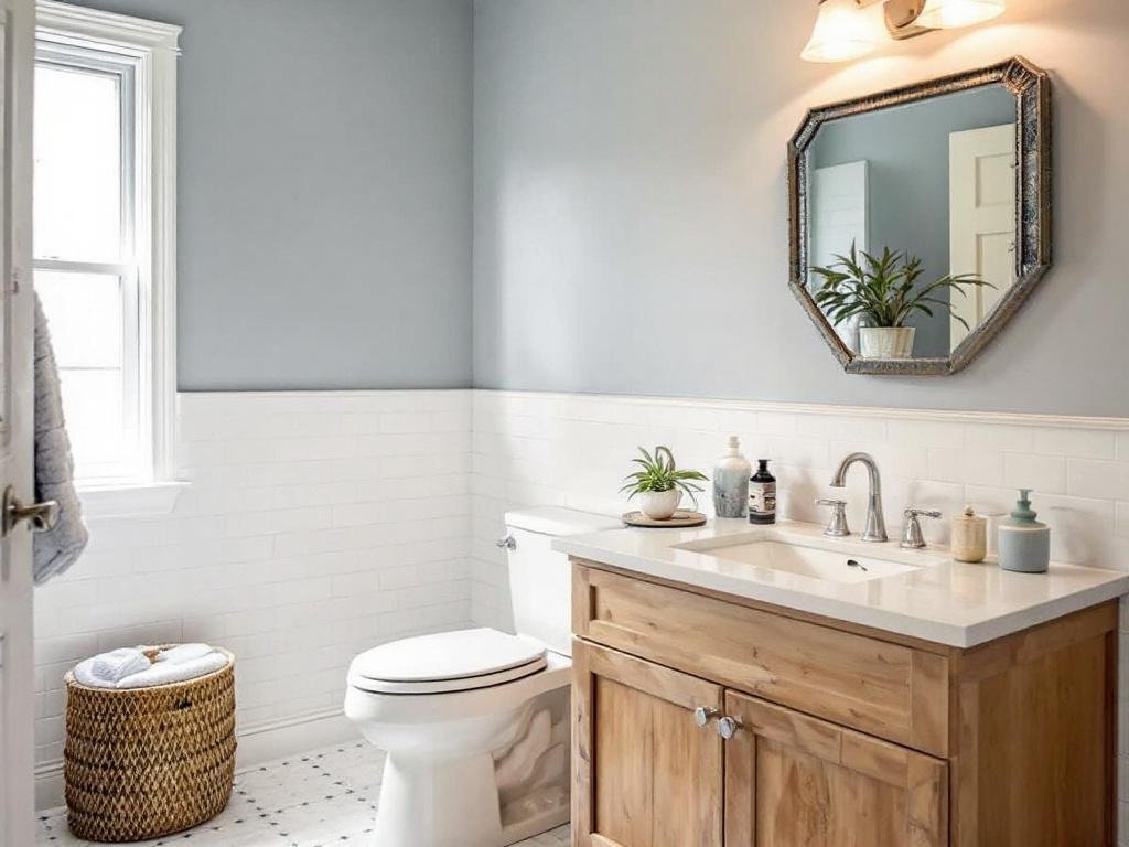 Discover the Fresh, Modern Take on Bathroom Remodeling and Interior Painting in Bedford, MA. Modern contemporary bathroom interior with a fresh paint job in Bedford, MA.