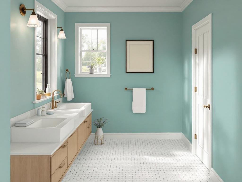 Immerse in the Splendor of Bathroom Remodeling with Superior Interior Painting in Bedford, MA. A renovated bathroom showcasing a new interior painting project near Bedford, MA.