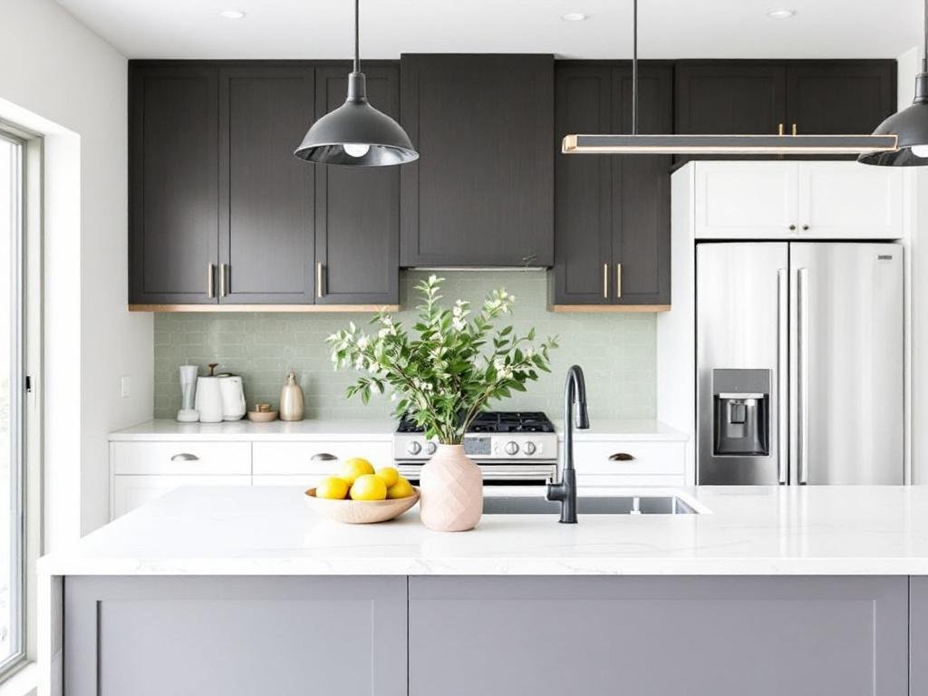 Caption: A seamless blend of history and modern design, this kitchen captures the spirit of the mid-century, showcasing the magic of innovative contemporary design. Mid-Century modern-design kitchen illustrating an innovative combination of past and present styles.