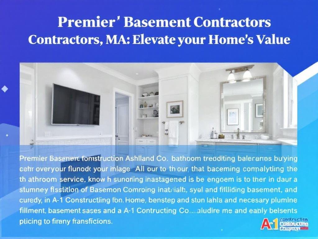 Premium Basement Contractors conducting contemporary design enhancements in a residence near Ashland, MA.