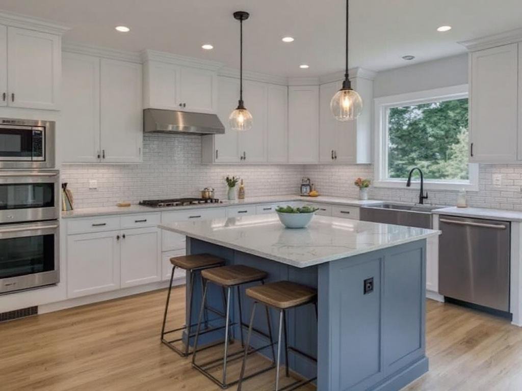 Alternative text: Contemporary-style remodeled kitchen by top contractors in Ashland, MA