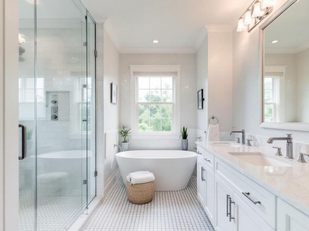 Premium Bathroom Remodeling Services by Exceptional Home Contractors in Norwood, MA. Alt Text: Qualified home contractors are diligently working on a high-quality bathroom renovation in Norwood, MA.