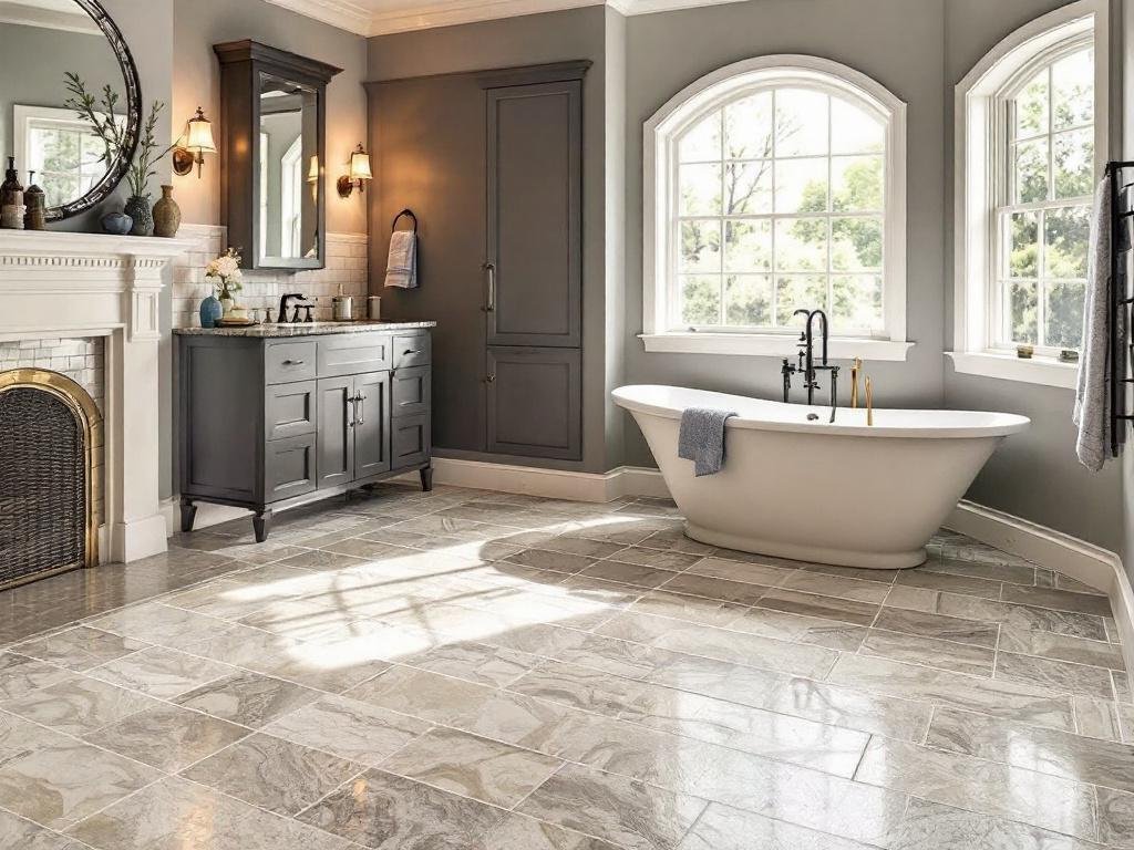 Premier Acton, MA Tile Flooring Installation for Modern Bathroom Updates Modern and contemporary bathroom design in Acton, MA with stylish tile flooring installation.