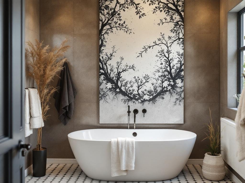 A newly remodelled contemporary bathroom designed by professional painting contractors.