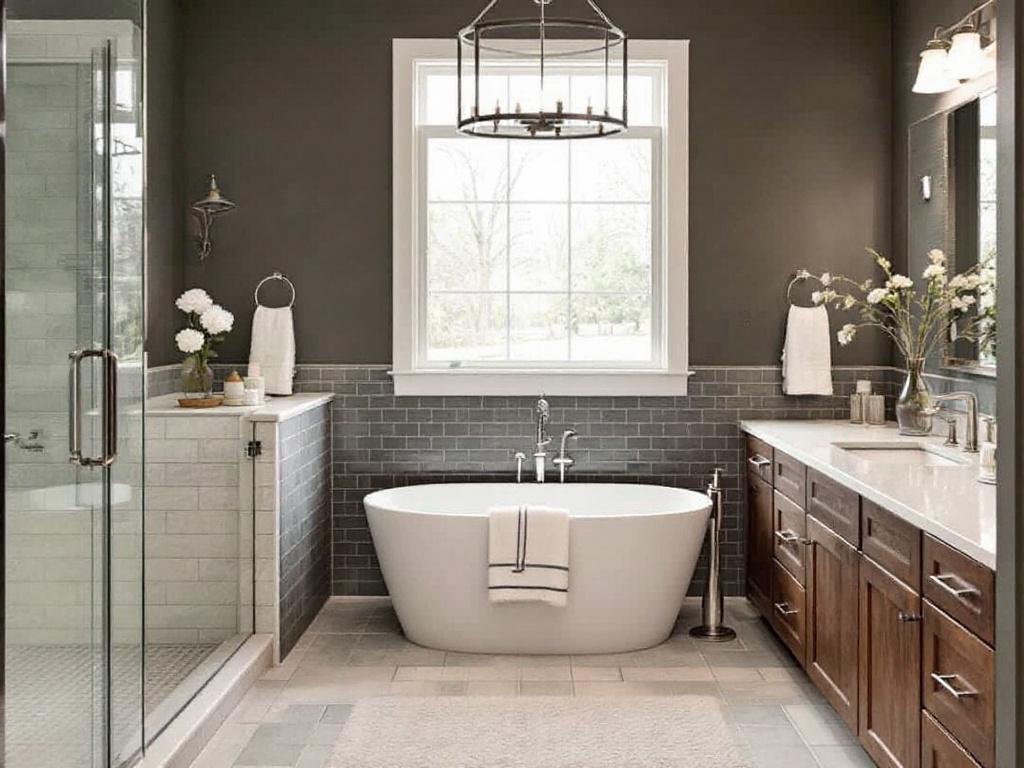 Luxurious, modern bathroom remodel with sleek, contemporary design near Newton.