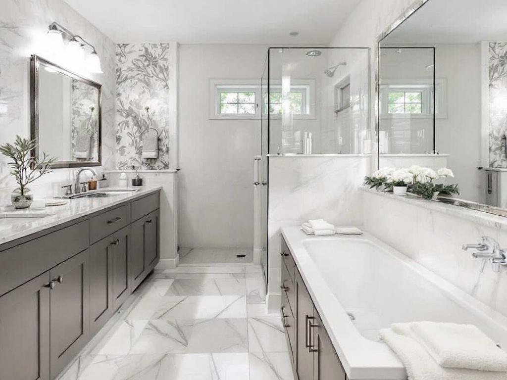 An image of an elegant, remodeled bathroom designed by premier bathroom remodelers near Newton showcasing an epitome of luxury.