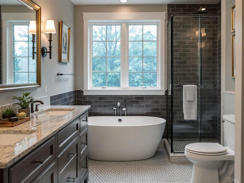 Canton, MA's Premier Bathroom Remodeler Elevates Bathing Experience with Modern Designs A stunningly remodeled bathroom by the leading bathroom remodeler in Canton, MA, featuring a modern, contemporary design.