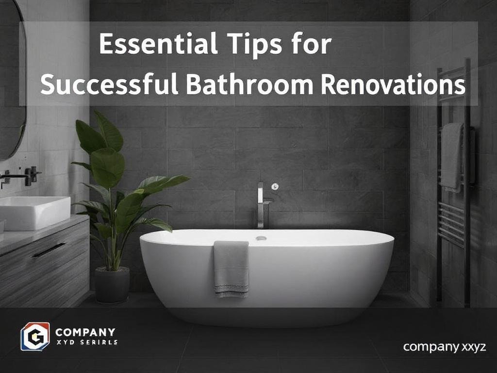 Top tips for successfully renovating your bathroom illustrated on a guide.