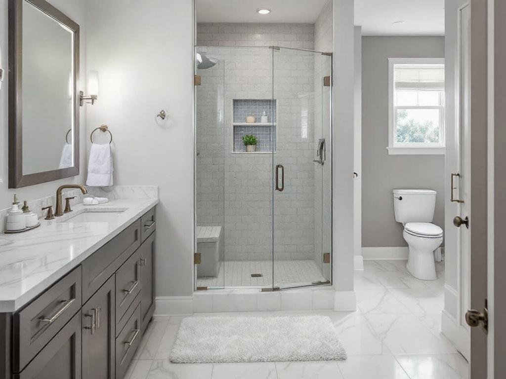 Caption: Witness a major transformation of bathroom settings with a fresh and modern remodel in Canton, MA, offering you your own personal oasis. Alt Text: Modern bathroom transformation with stylish and contemporary designs featuring new quality remodel in Canton, MA.
