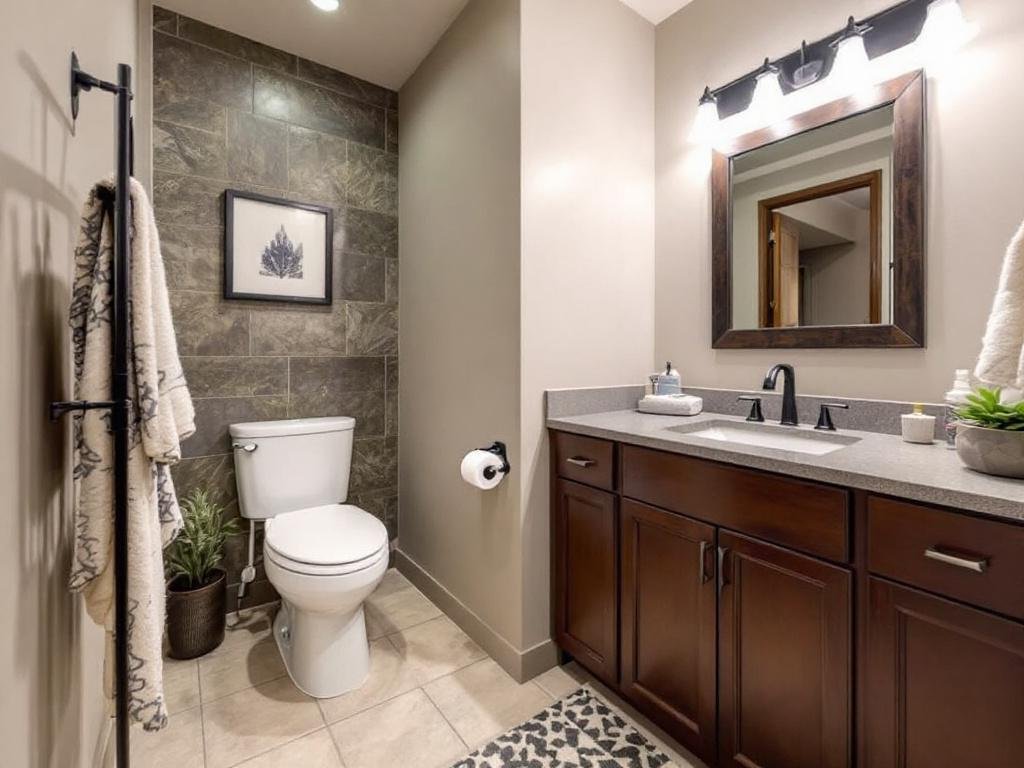 Embrace Change: The Modern Art of Basement Refinishing. A classy, modern basement with contemporary design elements, recently refurbished.