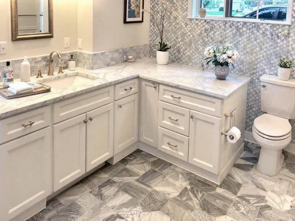 Caption: The magic of exquisite interiors made possible with professional floor tile installers near Canton, MA. Skillful floor tile installers near Canton, MA, exhibiting their talent in a modern, newly designed contemporary interior.