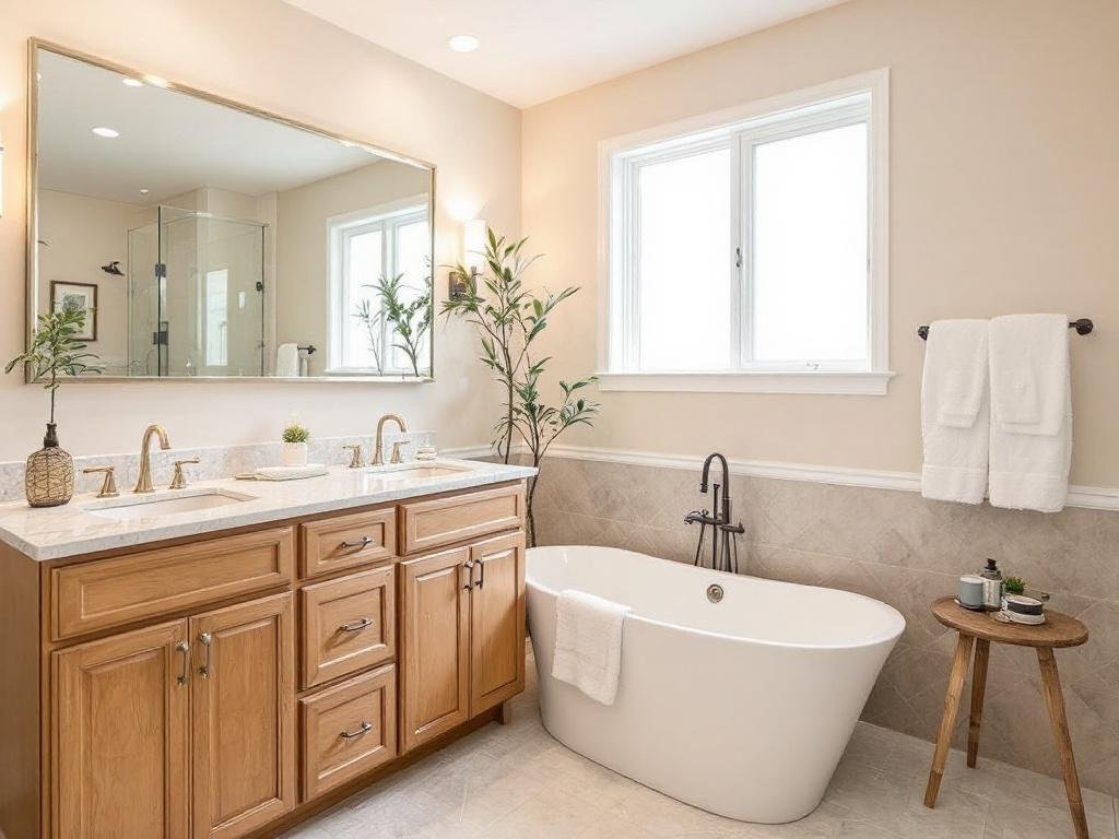 An image showcasing a modern and contemporary bathroom design as part of a bathroom contractor's portfolio in Walpole, MA.