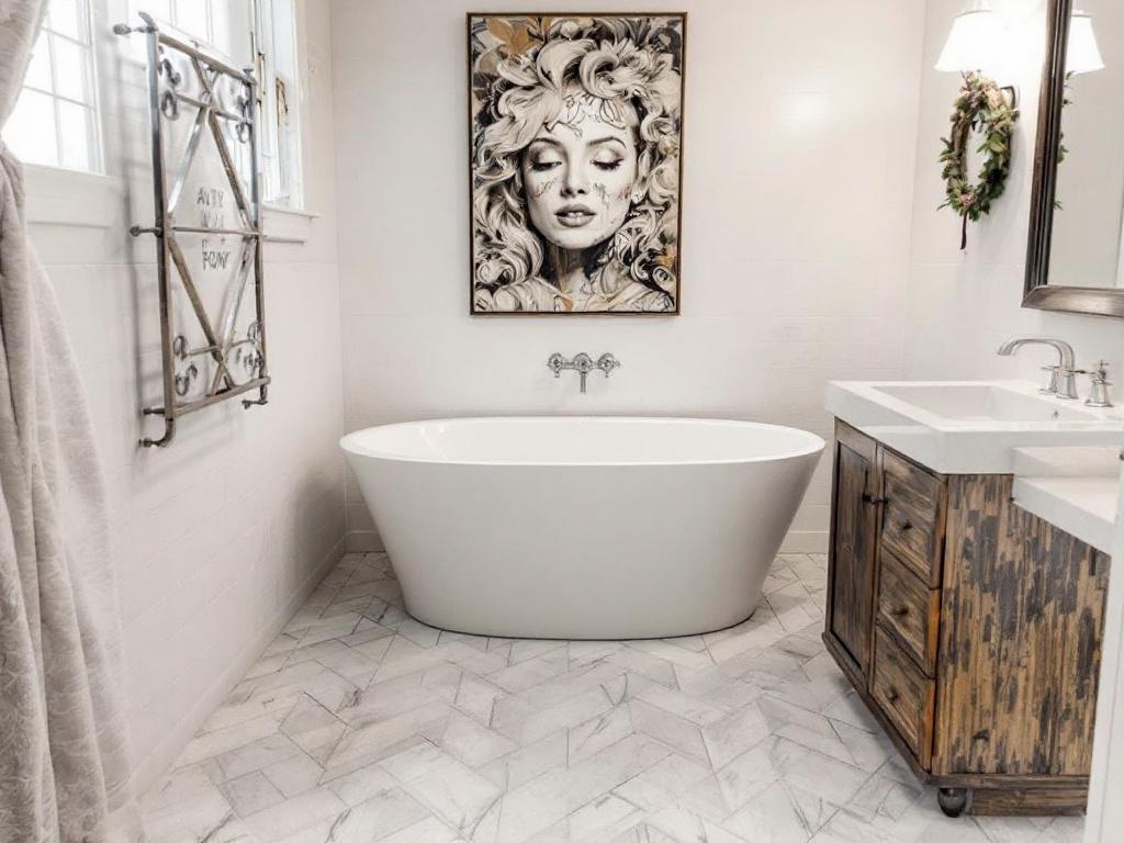 Professional tile installers diligently at work in a bathroom near Quincy, MA.