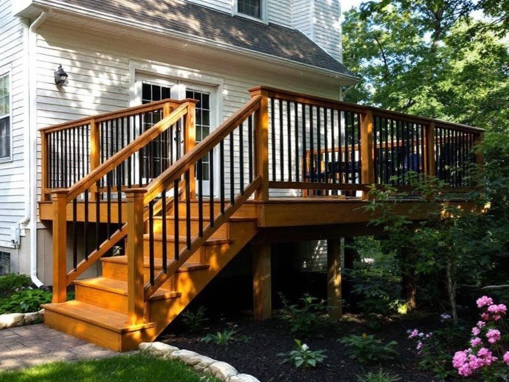 Skilled contractors executing modern deck building designs in Weston, MA.