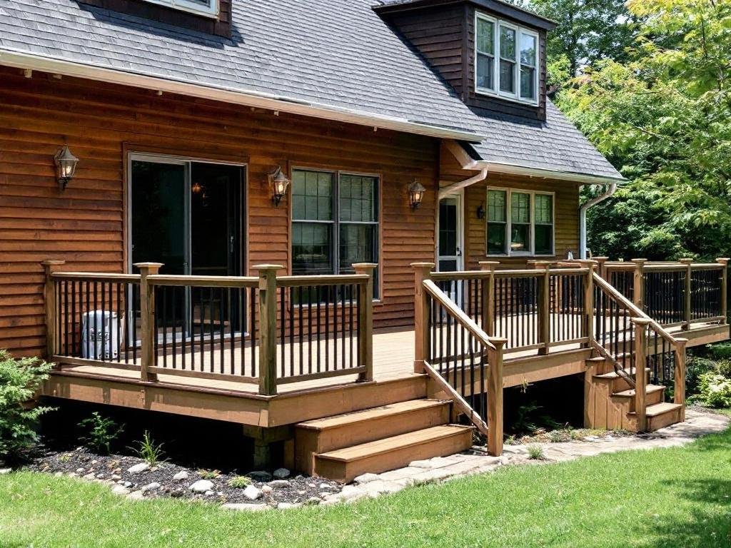 Contractors working on decking project near Weston, MA.