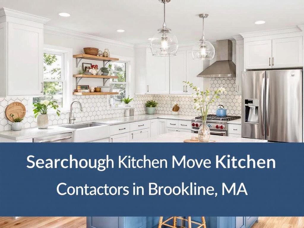 Alternative text: Experienced and skilled kitchen contractors doing a renovation project in Brookline, MA.
