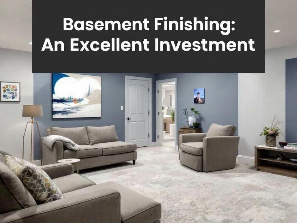 Image showcasing a contemporary designed finished basement reflecting new design trends.