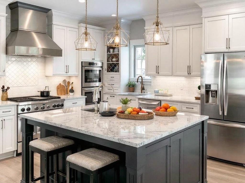 Alt text: Image featuring a modern, transformed kitchen highlighting the work of local remodelers near Lexington, MA.